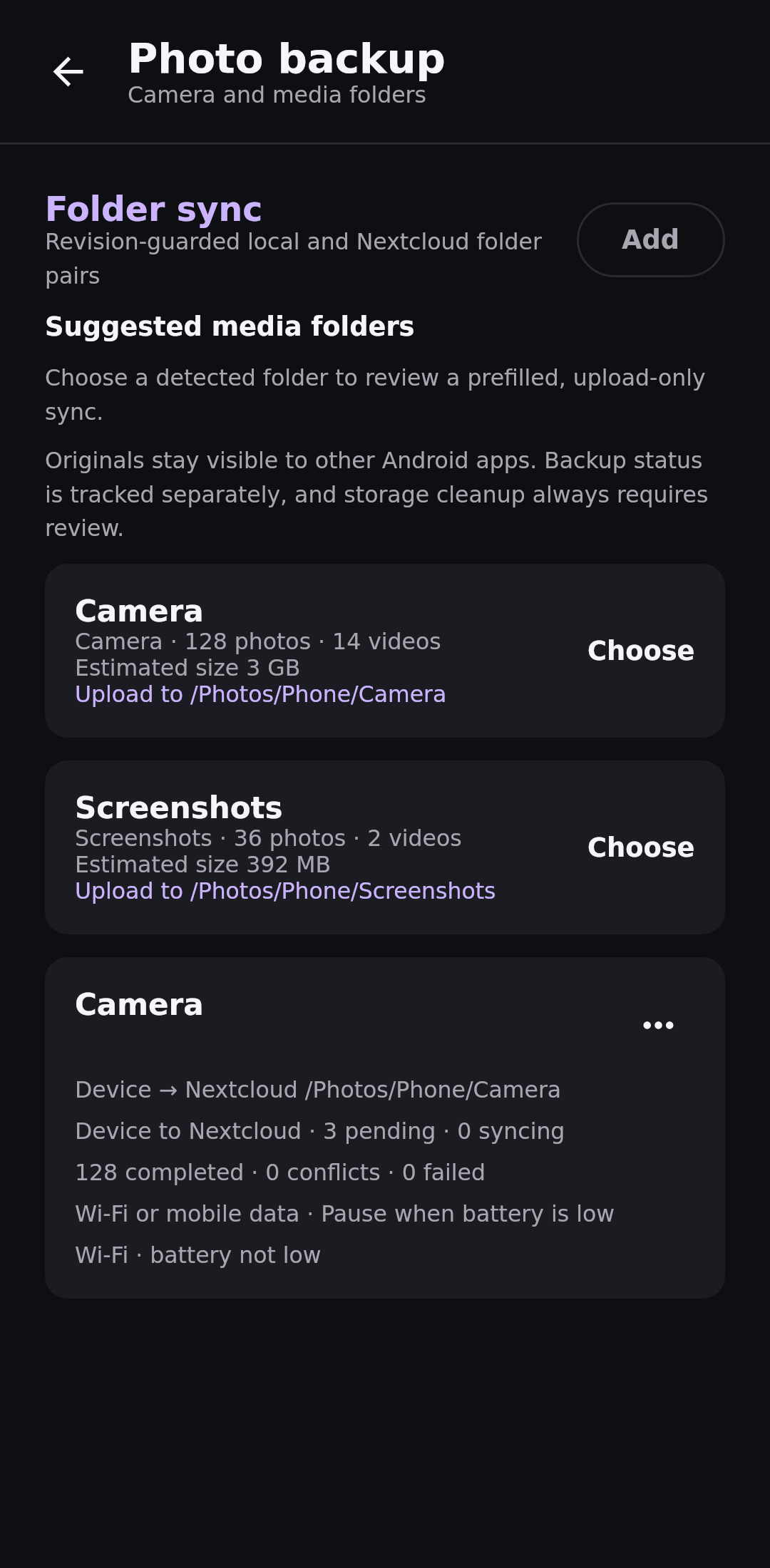 Media backup Folder discovery: Ready with pending uploads
